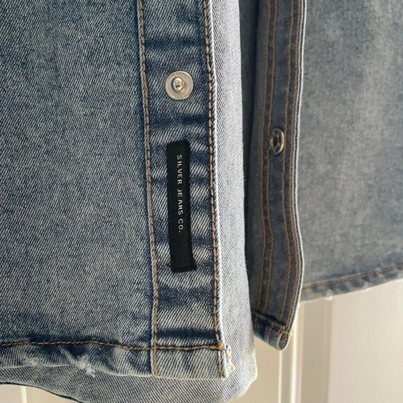 Boys XL Silver Jeans Co Removable hooded buton up Denim Jacket - Picture 5 of 8